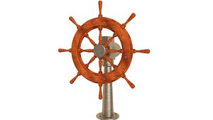 3D Large Vintage Ship Wheel model