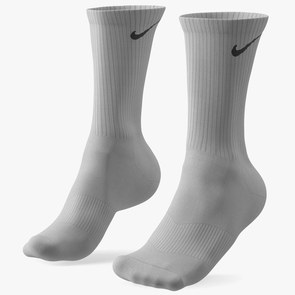 modèle 3D de Chaussettes Longues Nike Grises Sur Le Pied
