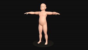 Baby doll strange and scary Low-poly model