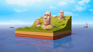 cartoon statues 3D model