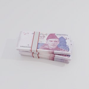 3D 50 Pakistan Pakistani Rupee Currency model