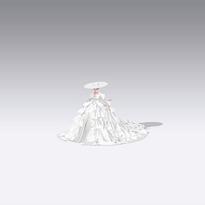 Dress ball gown and extra skirt is ruffled detail watermelon slevee heart neckline modern look