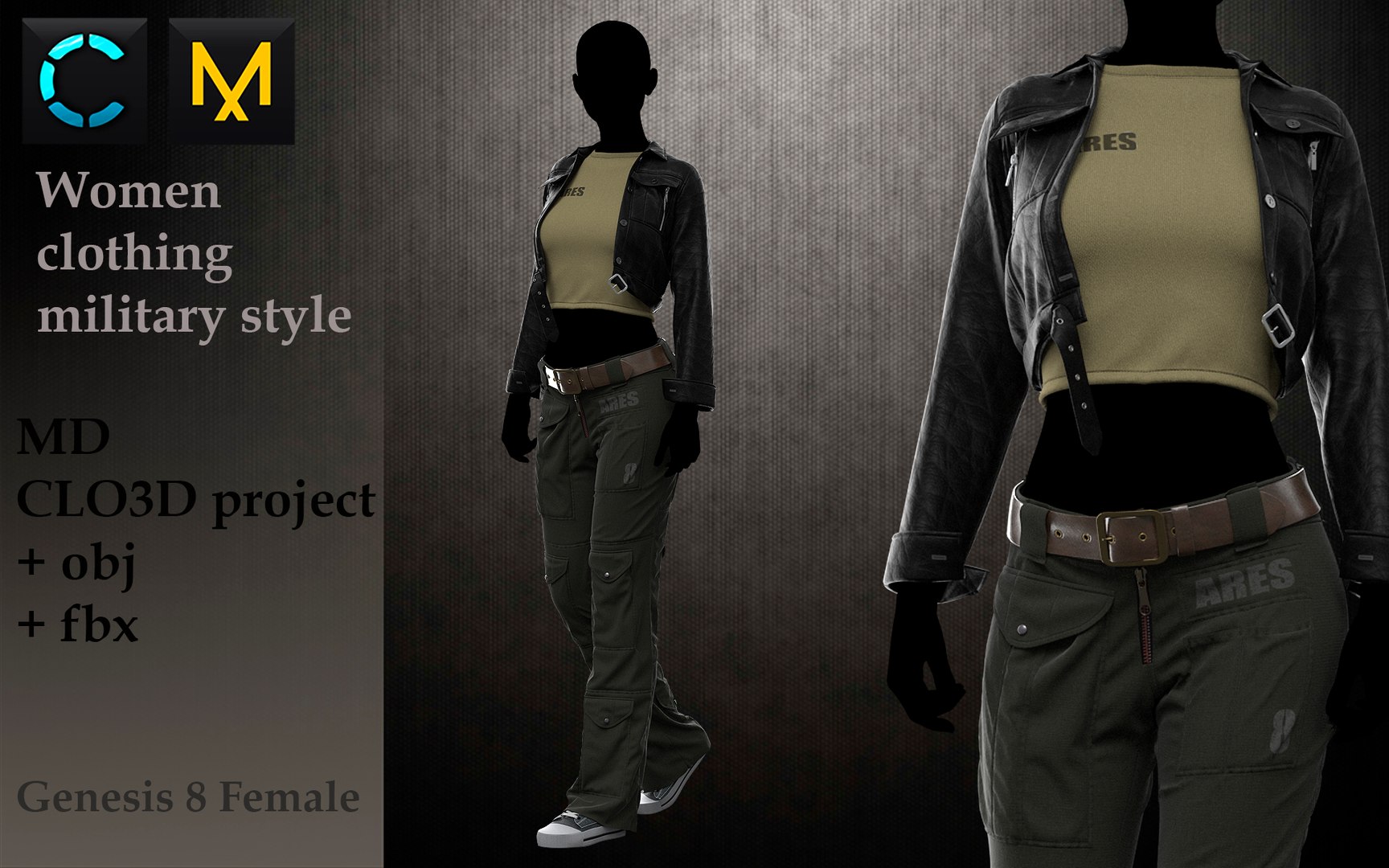 3D Women Clothing Military Style Model - TurboSquid 1960908