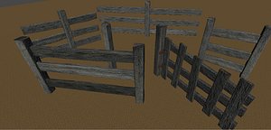 old wooden fence kit 3d model