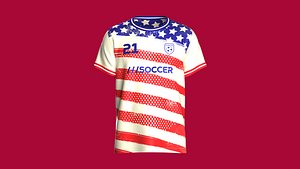 Men USA Flag Sublimation Soccer Jersey Player-21 3D model