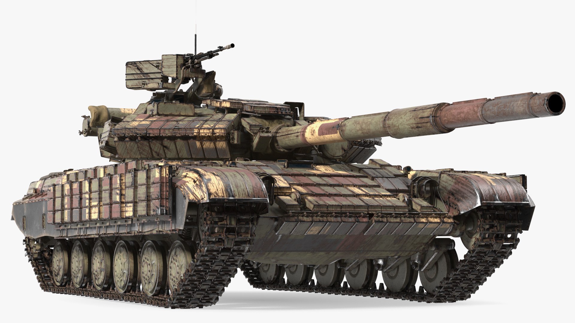 Battle Tank T-64 BV Dirty Rigged 3D model preview