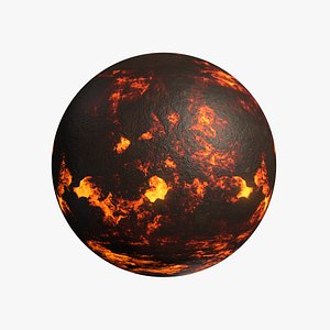 3D Lava Planet 04 - PBR - Metal and Gloss Versions model