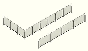 3D Glass Railing with corner type Parametric Revit family