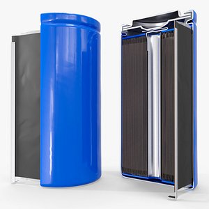 Cylindrical Li Ion Battery Cutaway Blue