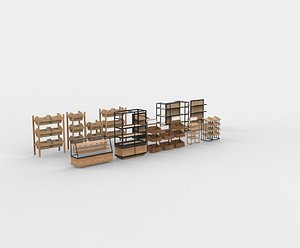 3D model display shelf set 3D model
