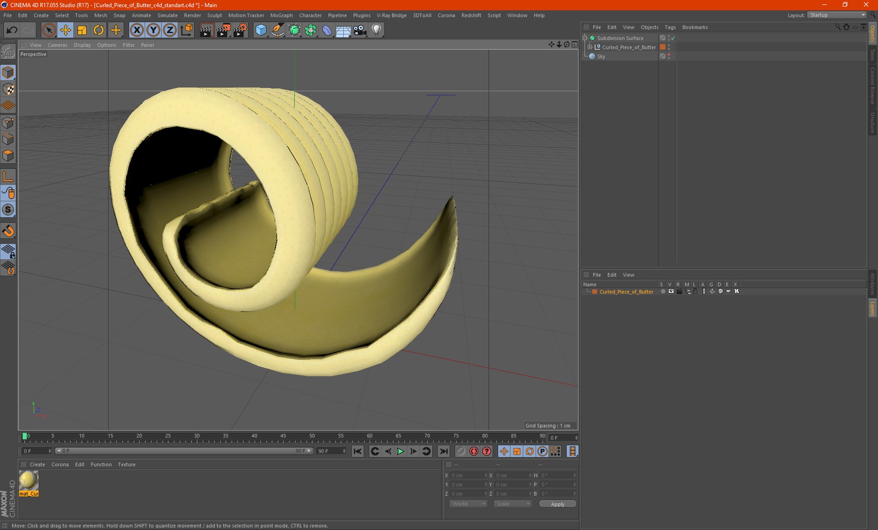 Curled Piece of Butter 3D model - TurboSquid 1995254