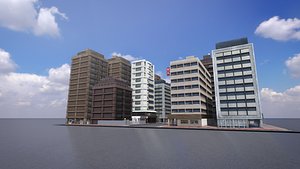 TW Street with Police Station 01 3D model