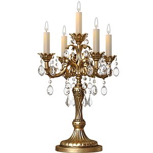 3D Classic Antique Tabletop Candelabra Candle Holder Candlestick 3D model