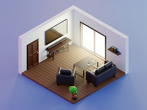 Day low poly living room