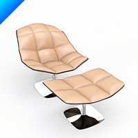 Jehs Laub Lounge Chair and Ottoman-Pedestal Base-Articulateing Back