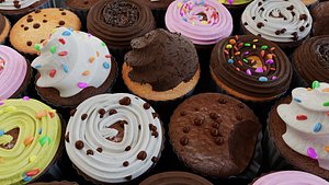 3D cupcakes pack model