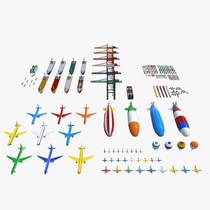 3D model Transport Collection - Low Poly - Cartoon