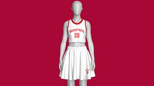 3D model Girls Basketball Top With Skirt Outfit - 28