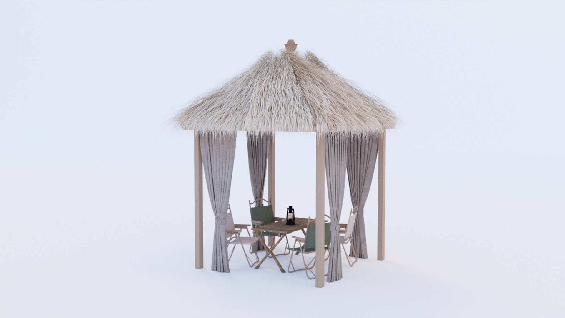 modelo 3d Thatched Pavilion 2 - TurboSquid 2114353