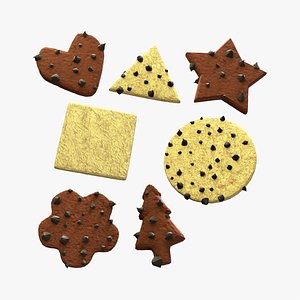 Multiple Shaped Cookies - Vanilla and Chocolate with Choco Chips model