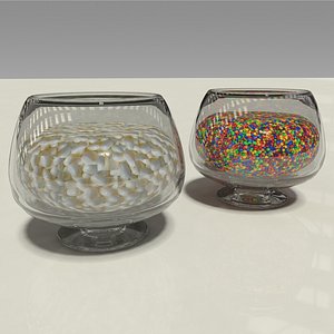 3D glass candy bowls mints