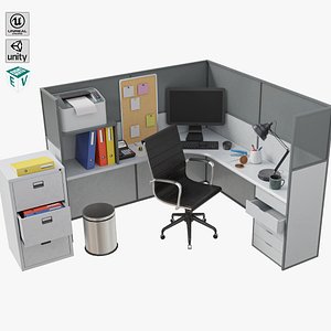 Office Desk Props Single Mat All PBR Unity UE Textures 3D model