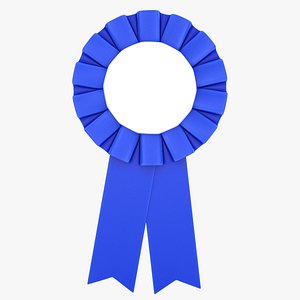 realistic award ribbon blue 3D