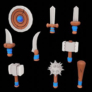 weapons pack stylized cartoon 3D model
