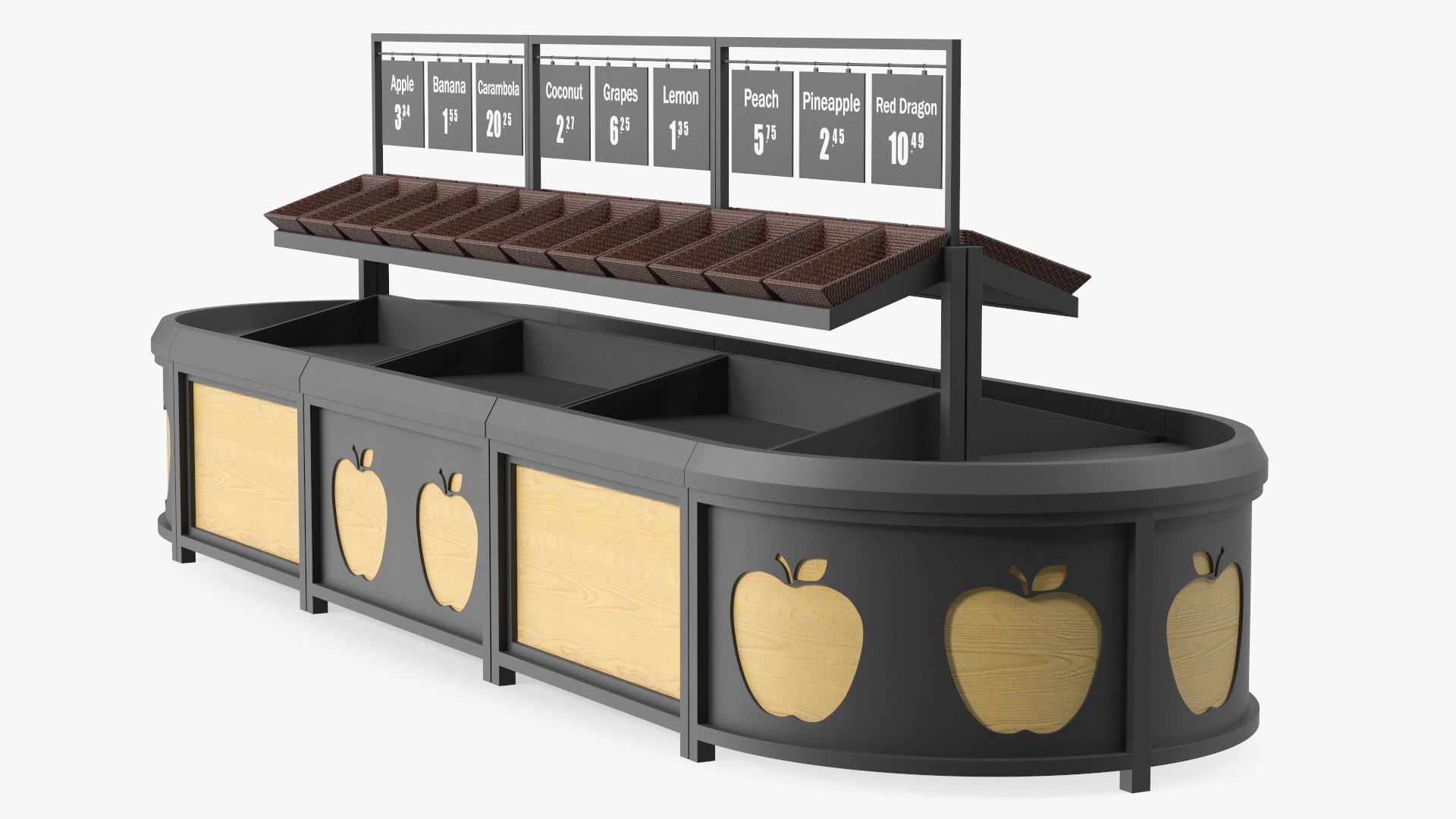Supermarket Fruit and Vegetable Display Rack 3D model preview