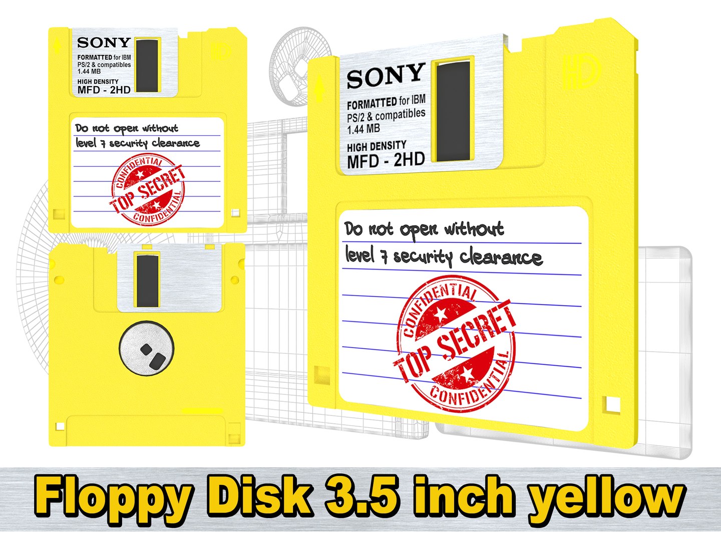 Floppy Disk 3 5 Inch Yellow Model TurboSquid 1799090