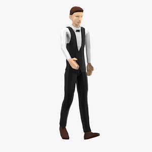 Waiter Low Poly Rigged for Cinema 4D