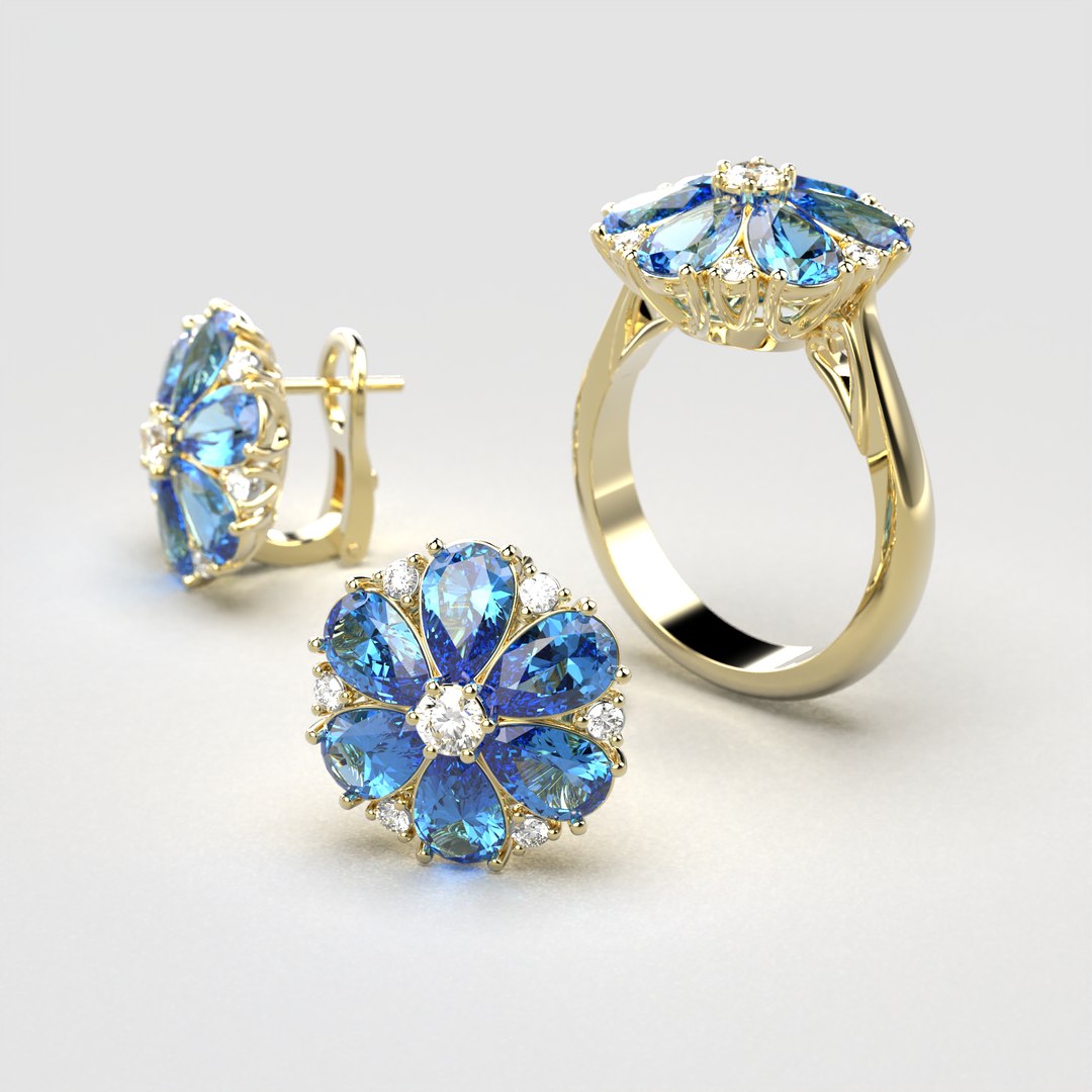 3D Ring And Earrings V3 Set - TurboSquid 2048211