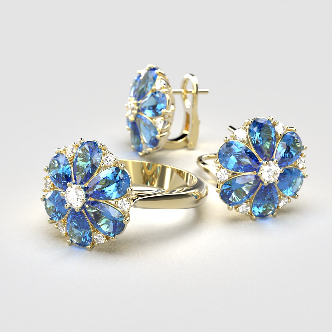 3D Ring And Earrings V3 Set - TurboSquid 2048211