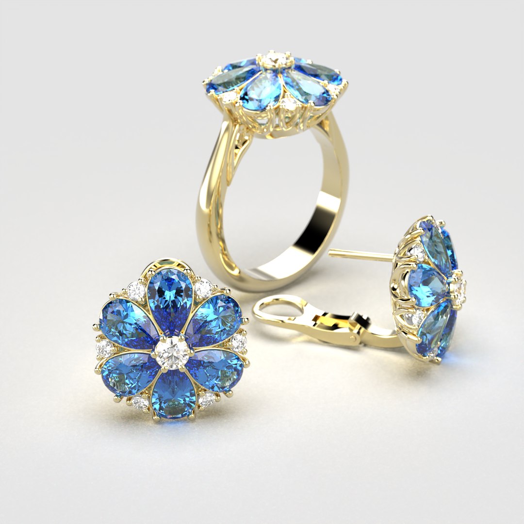 3D Ring And Earrings V3 Set - TurboSquid 2048211