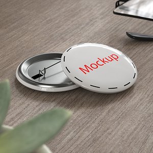 Mockup Round Pin Badge with Safety Clasp Silver