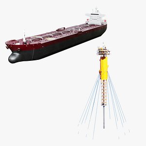 3D SPAR oil rig and tanker collection