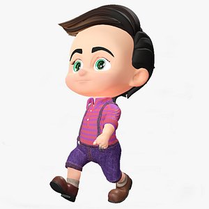 Cartoon Rigged Little Cute Boy Character