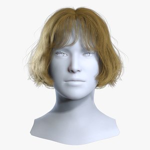 Wispy Curtain Bangs Short Haircut - Real-time Hair Cards 3D model