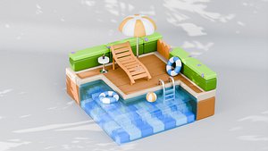 3D Poolside Relaxation Scene