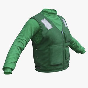 3D High Visibility Work Vest with Chest Pockets Green Used
