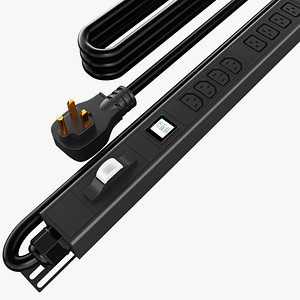 Power Strip US Plug 8 US Sockets Power Plug- 3D Model - Ready to Render inside Blender and Cycles