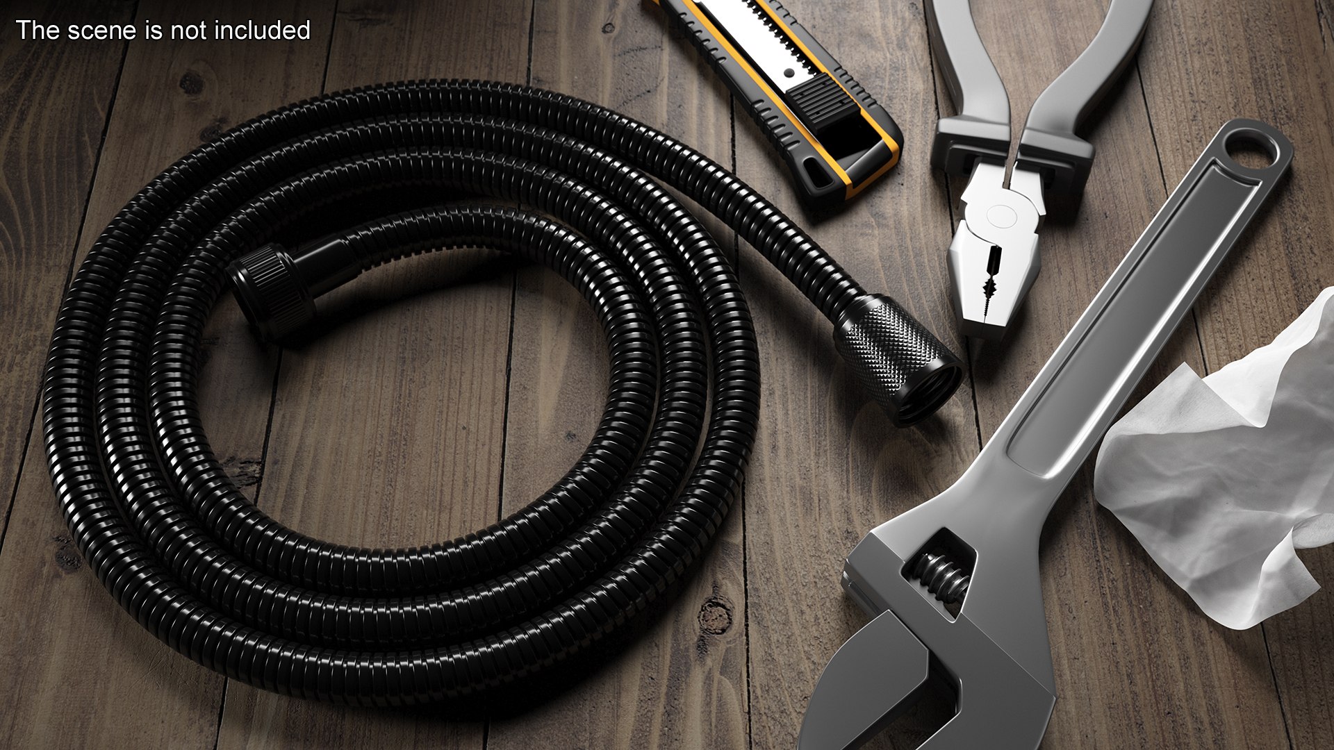 3D Long Shower Hose Black Model TurboSquid 2041082