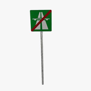 Traffic sign End of highway 2 3D