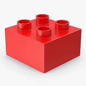 3D Red Brick Toy 2x2 model