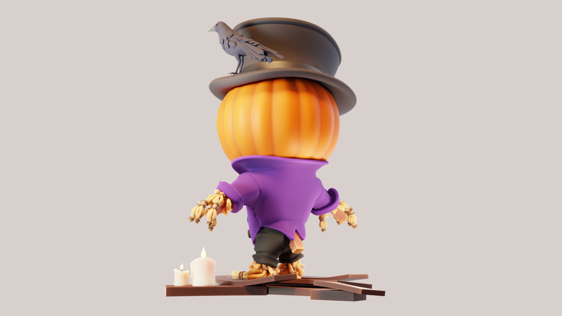 3D Halloween Scarecrow Pumpkin - TurboSquid 2118605