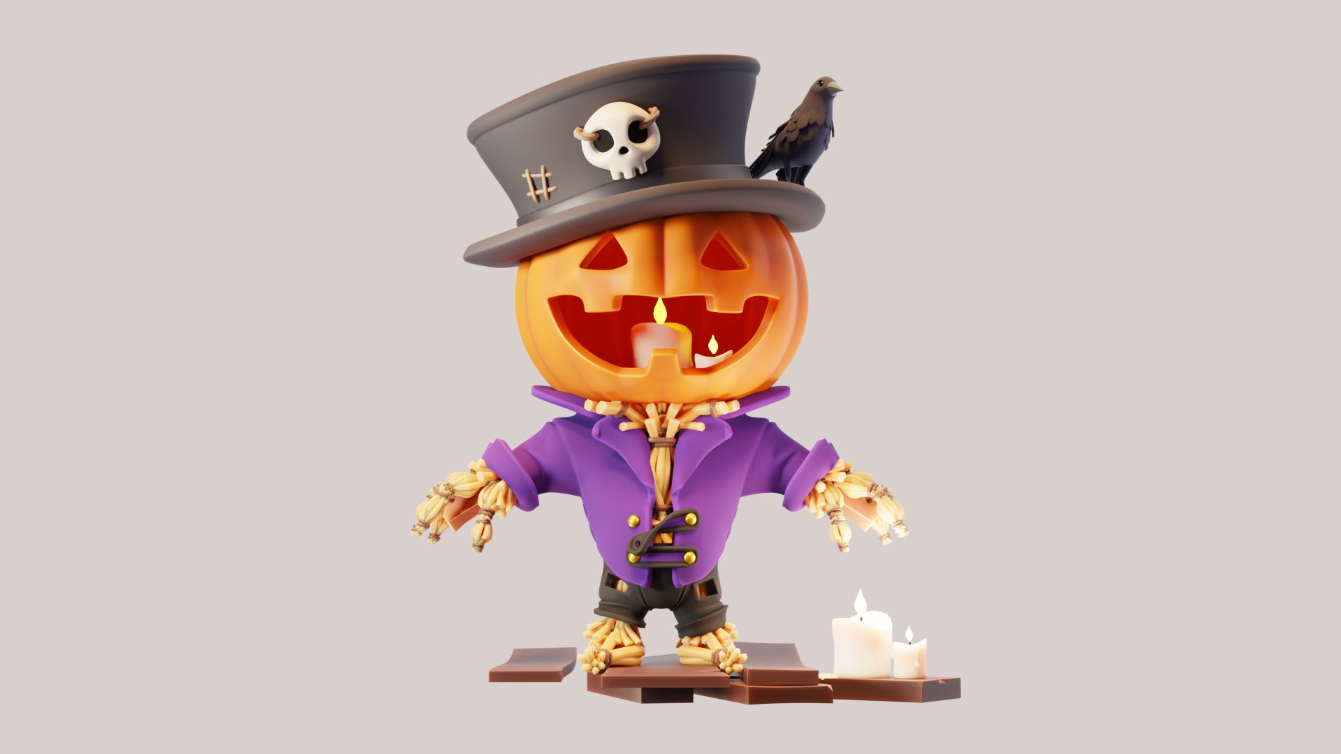 3D Halloween Scarecrow Pumpkin - TurboSquid 2118605