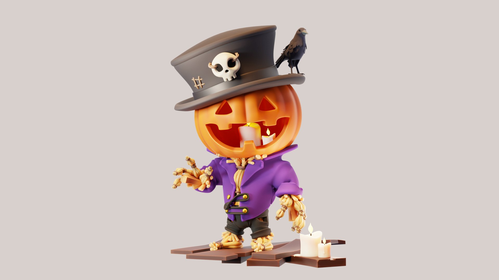 3D Halloween Scarecrow Pumpkin - TurboSquid 2118605