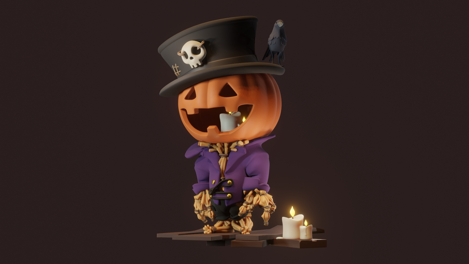 3D Halloween Scarecrow Pumpkin - TurboSquid 2118605