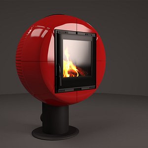 fireplace nordica fireball bianco 3d model