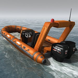 rigid inflatable boat 3d model